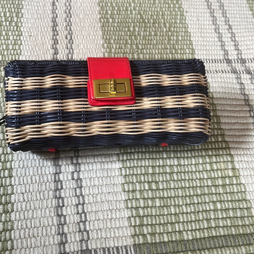 Stripped wicker clutch